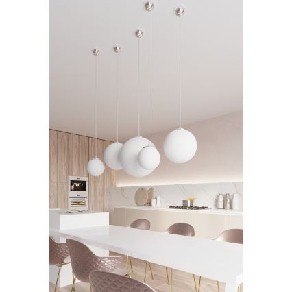 Lampada a sospensione con cavo UGO 1xE27/15W/230V Ø 40 cm bianco/cromo lucido