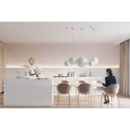 Lampada a sospensione con cavo UGO 1xE27/15W/230V Ø 40 cm bianco/cromo lucido