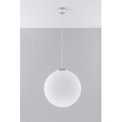 Lampada a sospensione con cavo UGO 1xE27/15W/230V Ø 40 cm bianco/cromo lucido