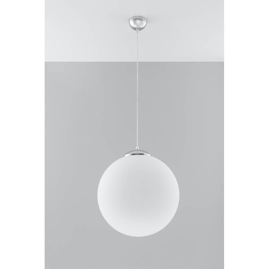 Lampada a sospensione con cavo UGO 1xE27/15W/230V Ø 40 cm bianco/cromo lucido