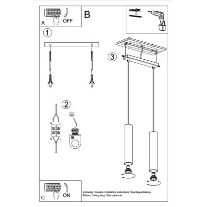 Lampadario a sospensione con filo LAGOS 2 2xGU10/10W/230V bianco