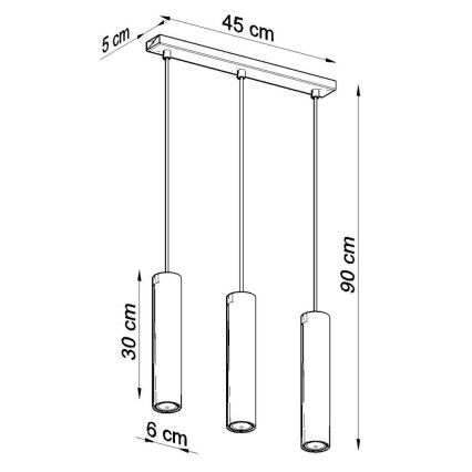 Lampadario a sospensione con filo LAGOS 3 3xGU10/10W/230V bianco