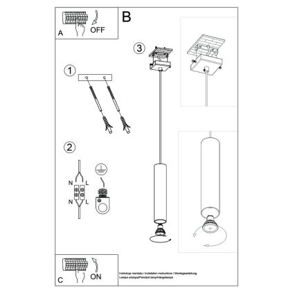 Lampadario a sospensione con filo LAGOS 1 1xGU10/10W/230V nero