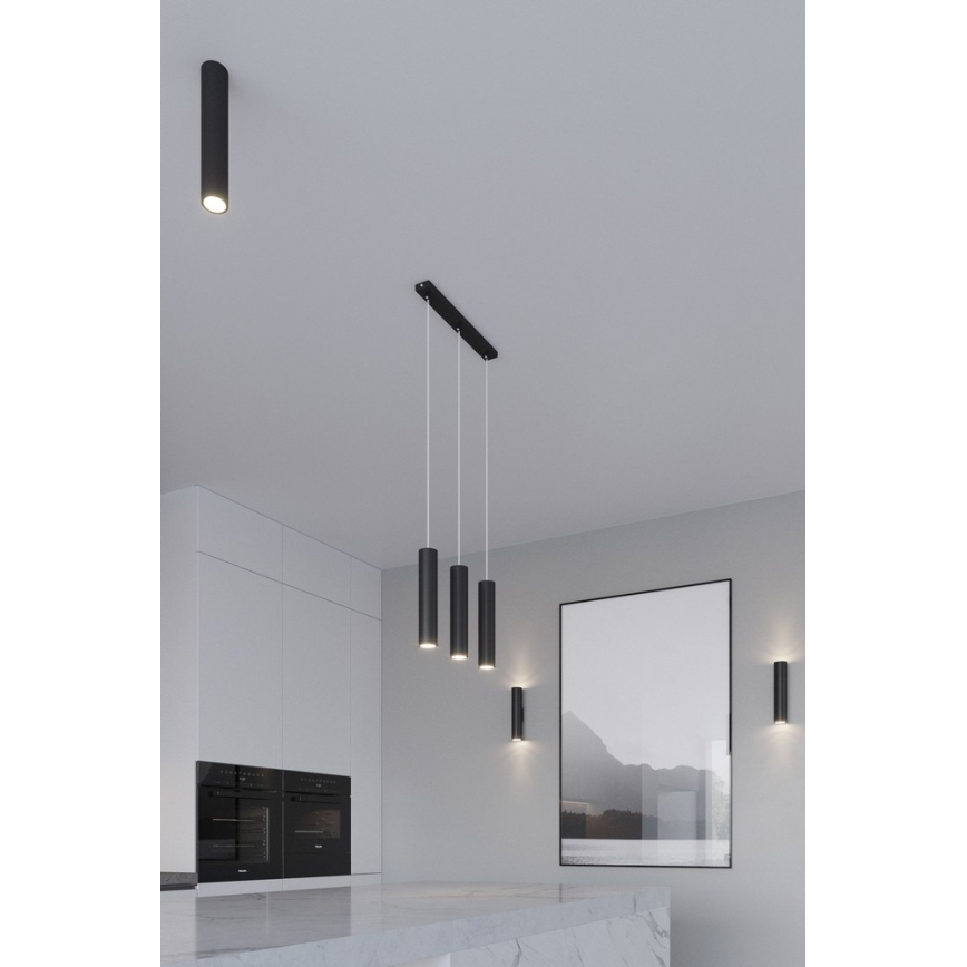 Lampadario a sospensione con filo LAGOS 3 3xGU10/10W/230V nero