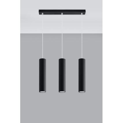 Lampadario a sospensione con filo LAGOS 3 3xGU10/10W/230V nero