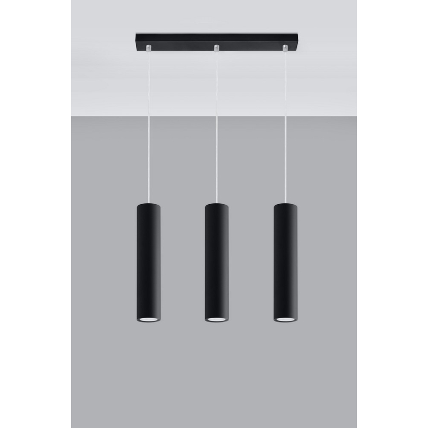 Lampadario a sospensione con filo LAGOS 3 3xGU10/10W/230V nero