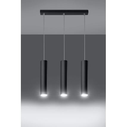 Lampadario a sospensione con filo LAGOS 3 3xGU10/10W/230V nero