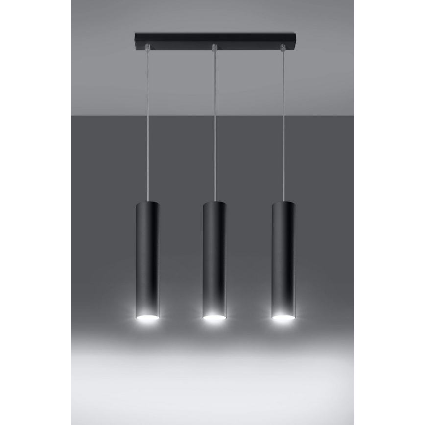 Lampadario a sospensione con filo LAGOS 3 3xGU10/10W/230V nero