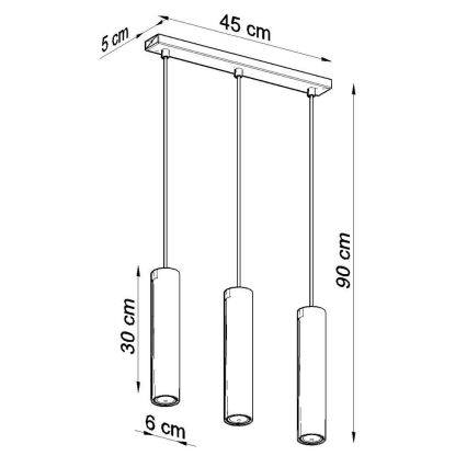 Lampadario a sospensione con filo LAGOS 3 3xGU10/10W/230V nero
