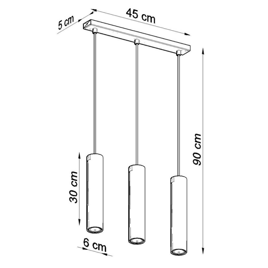 Lampadario a sospensione con filo LAGOS 3 3xGU10/10W/230V nero
