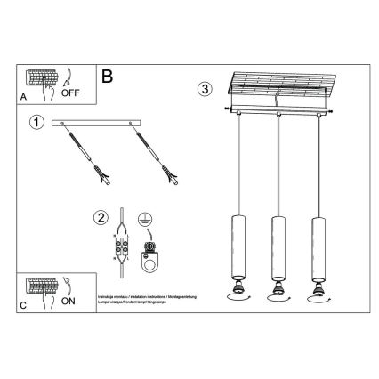Lampadario a sospensione con filo LAGOS 3 3xGU10/10W/230V nero