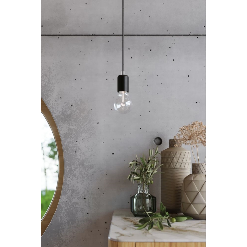 Lampadario a sospensione con filo EDISON 7 7xE27/60W/230V ragno nero