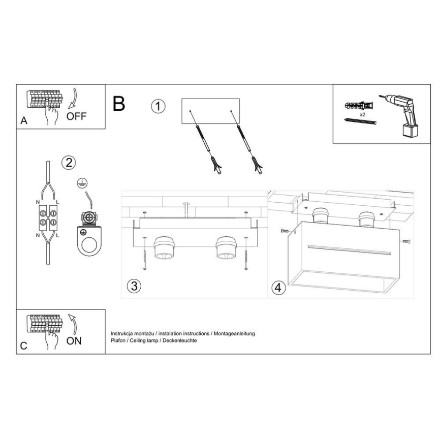Plafoniera LOBO 2xG9/40W/230V bianco
