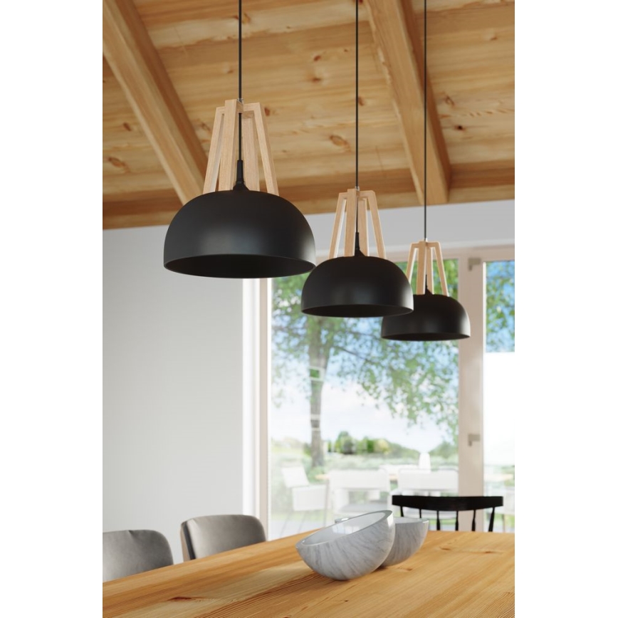 Lampadario a sospensione con filo CASCO 1xE27/60W/230V diametro 30 cm Betulla