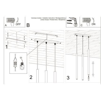 Lampadario a sospensione con filo PASTELO 3xG9/8W/230V bianco