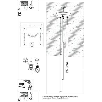 Lampadario a sospensione con filo PASTELO 3xG9/8W/230V bianco