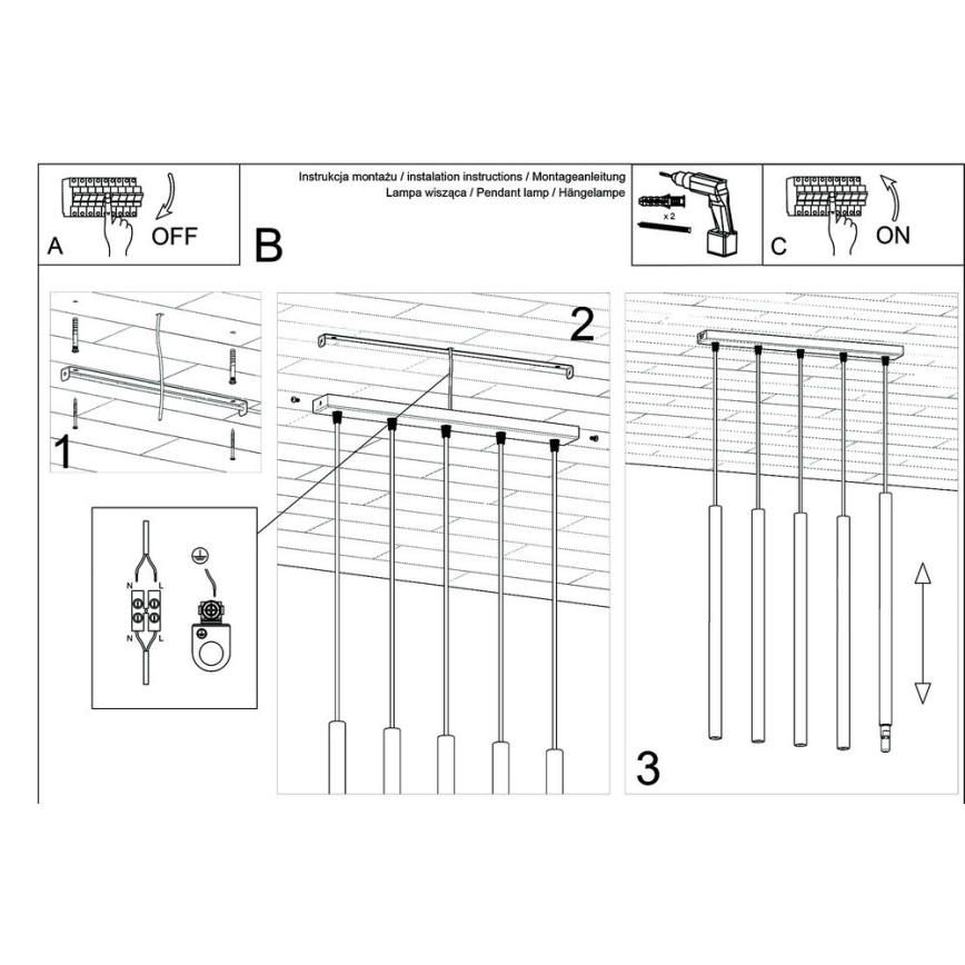 Lampadario a sospensione con filo PASTELO 5xG9/8W/230V bianco