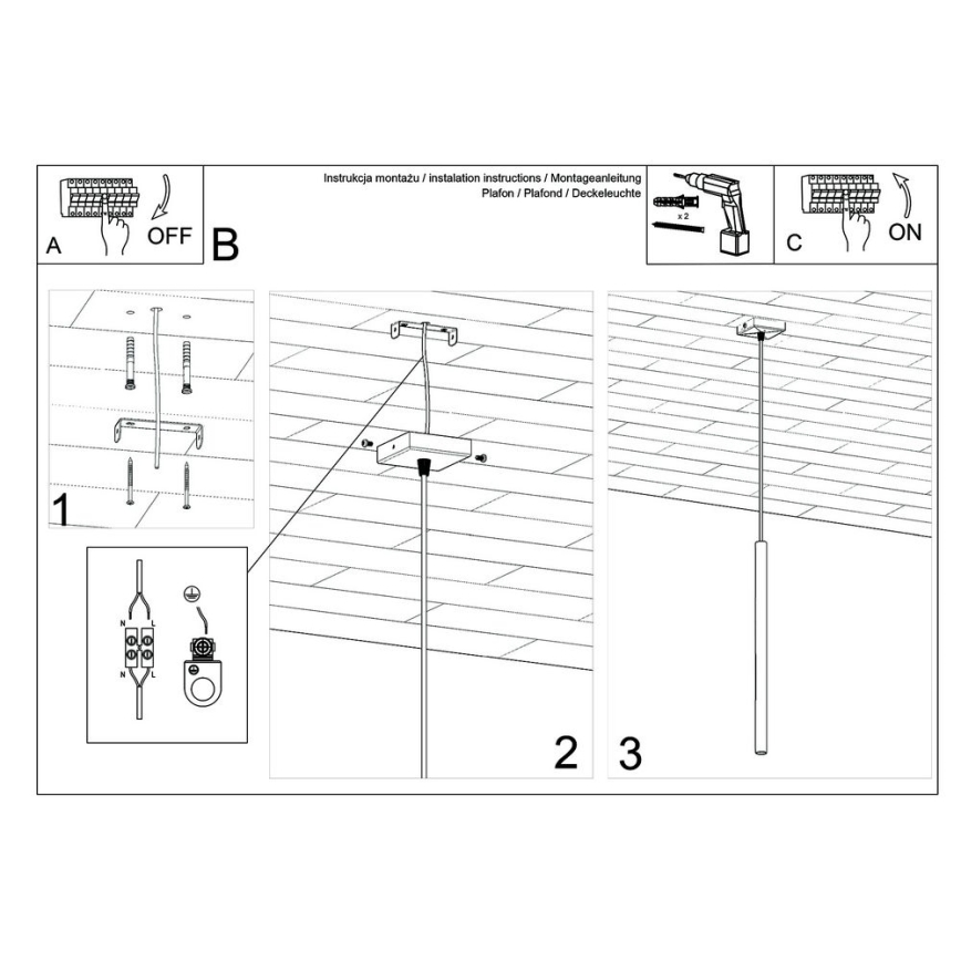 Lampadario a sospensione con filo PASTELO 1xG9/8W/230V nero