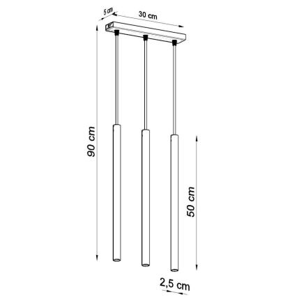 Lampadario a sospensione con filo PASTELO 3xG9/8W/230V nero