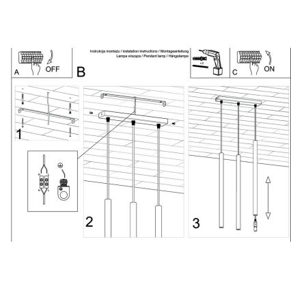 Lampadario a sospensione con filo PASTELO 3xG9/8W/230V nero