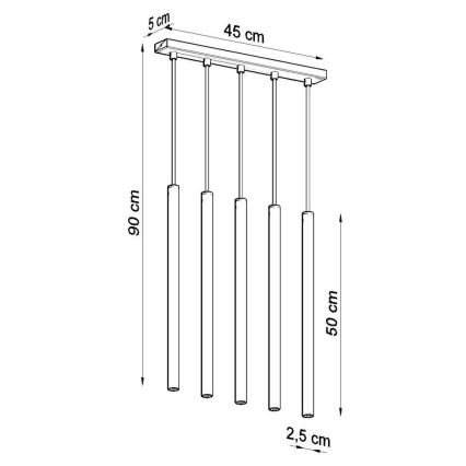 Lampadario a sospensione con filo PASTELO 5xG9/8W/230V nero