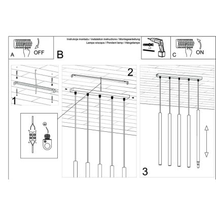 Lampadario a sospensione con filo PASTELO 5xG9/8W/230V nero