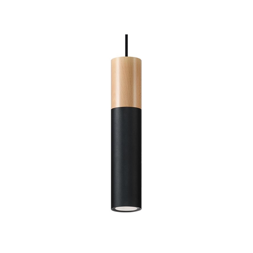 Lampadario a sospensione con filo PABLO 1xGU10/40W/230V nero/faggio