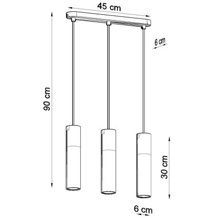 Lampadario a sospensione con filo PABLO 3xGU10/40W/230V nero/faggio