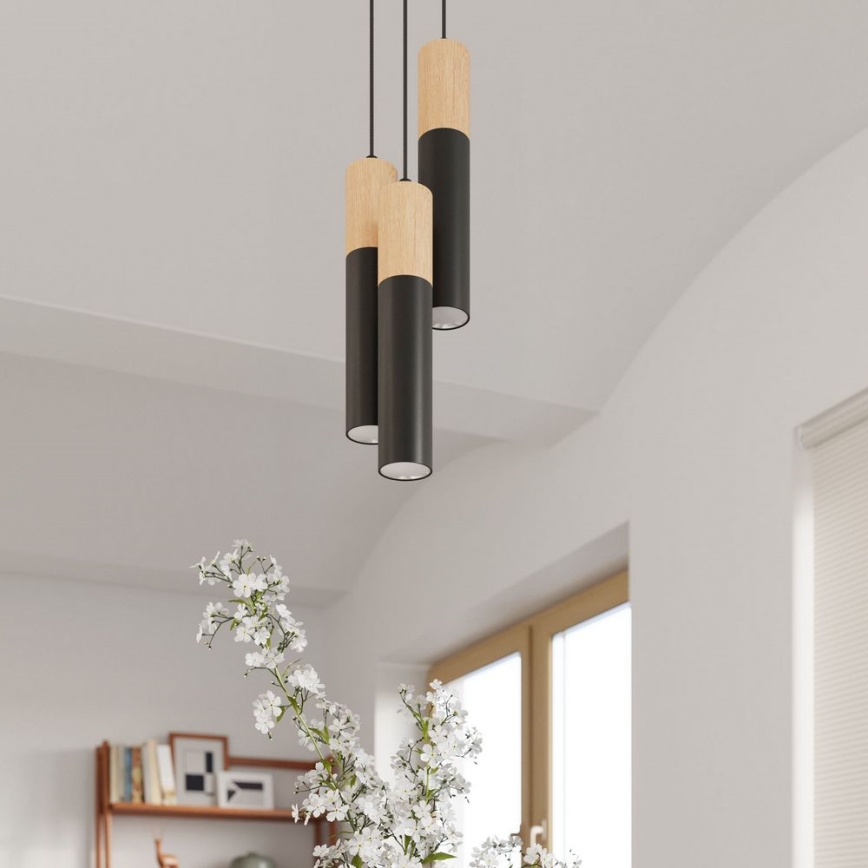 Plafoniera PABLO 1xGU10/40W/230V nero/faggio