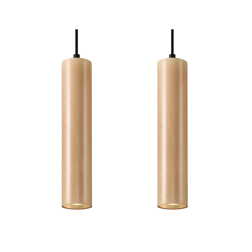 Lampadario a sospensione con filo LINO 2xGU10/40W/230V faggio