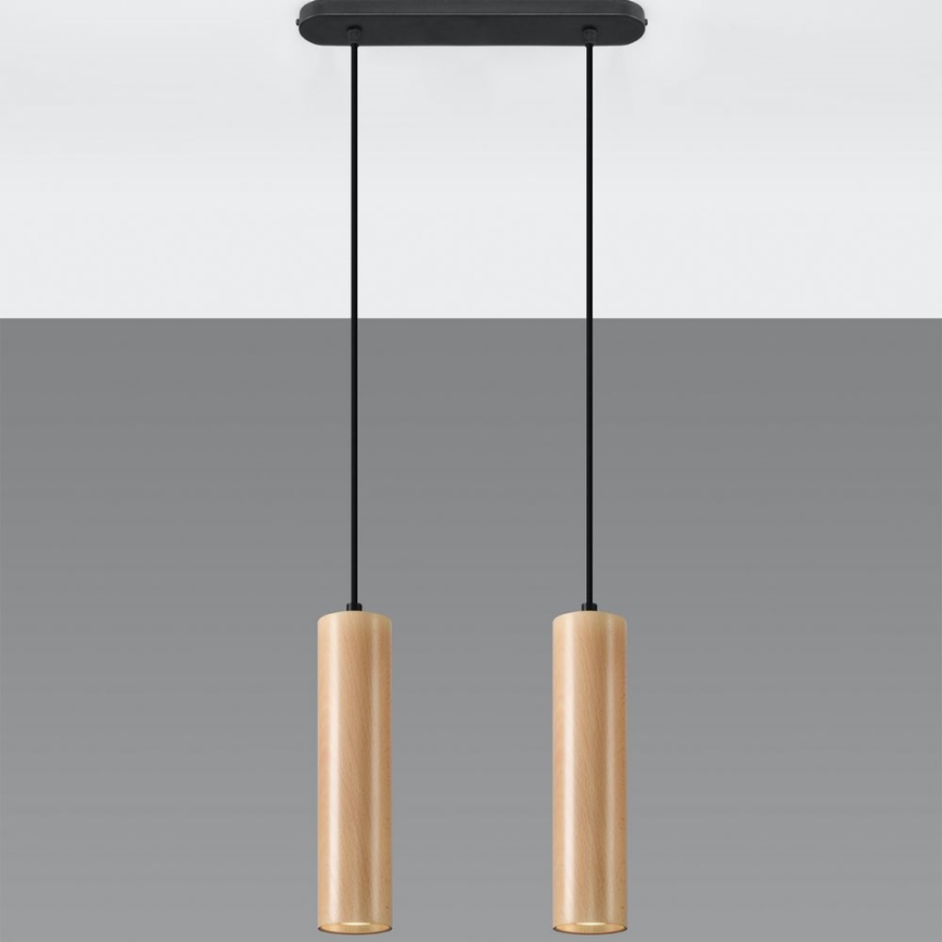 Lampadario a sospensione con filo LINO 2xGU10/40W/230V faggio