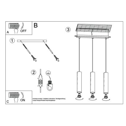 Lampadario a sospensione con filo LINO 3xGU10/40W/230V faggio