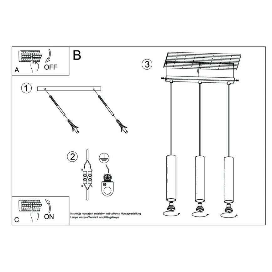 Lampadario a sospensione con filo LINO 3xGU10/40W/230V faggio