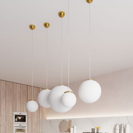 Lampadario a cavo TOYA 1xE27/60W/230V Ø 20 cm bianco/oro