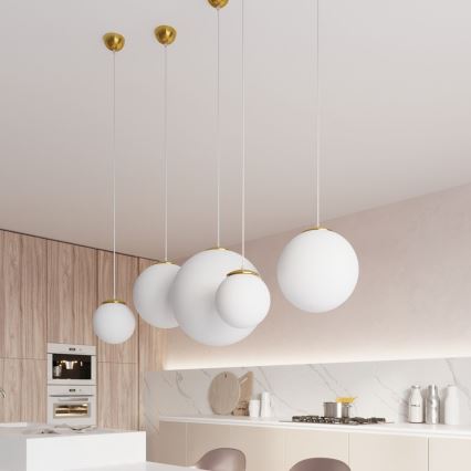 Lampadario a sospensione con cavo TOYA 1xE27/60W/230V Ø 30 cm bianco/oro