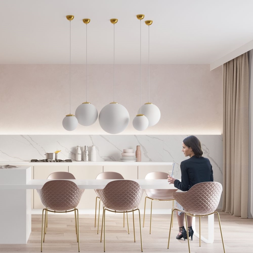 Lampadario a sospensione con cavo TOYA 1xE27/60W/230V Ø 30 cm bianco/oro