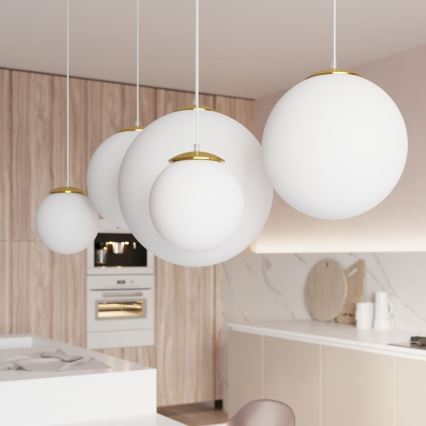 Lampadario a sospensione con cavo TOYA 1xE27/60W/230V Ø 30 cm bianco/oro