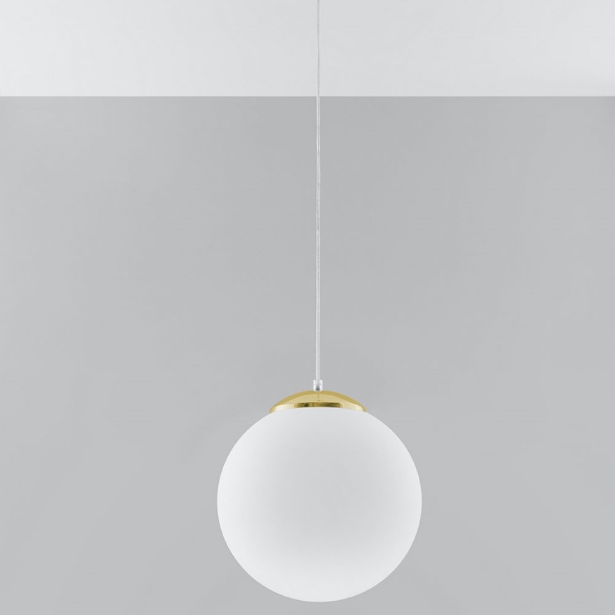 Lampadario a sospensione con cavo TOYA 1xE27/60W/230V Ø 30 cm bianco/oro