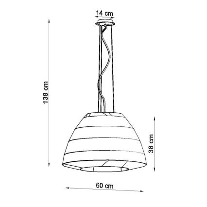 Lampadario su filo BELLA 3xE27/60W/230V d. 60 cm bianco