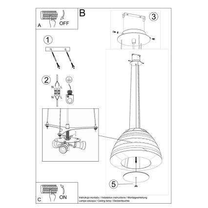 Lampadario su filo BELLA 3xE27/60W/230V d. 60 cm bianco