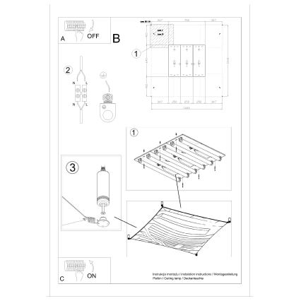 Plafoniera LED LUNA 6xG13/8,5W/230V 140x140 cm bianca