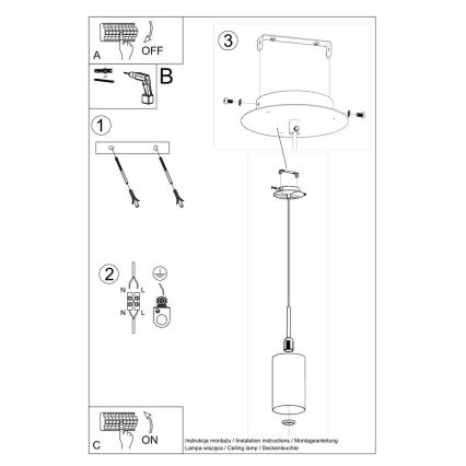 Lampadario su filo OTTO 1xE27/60W/230V d. 15 cm bianco