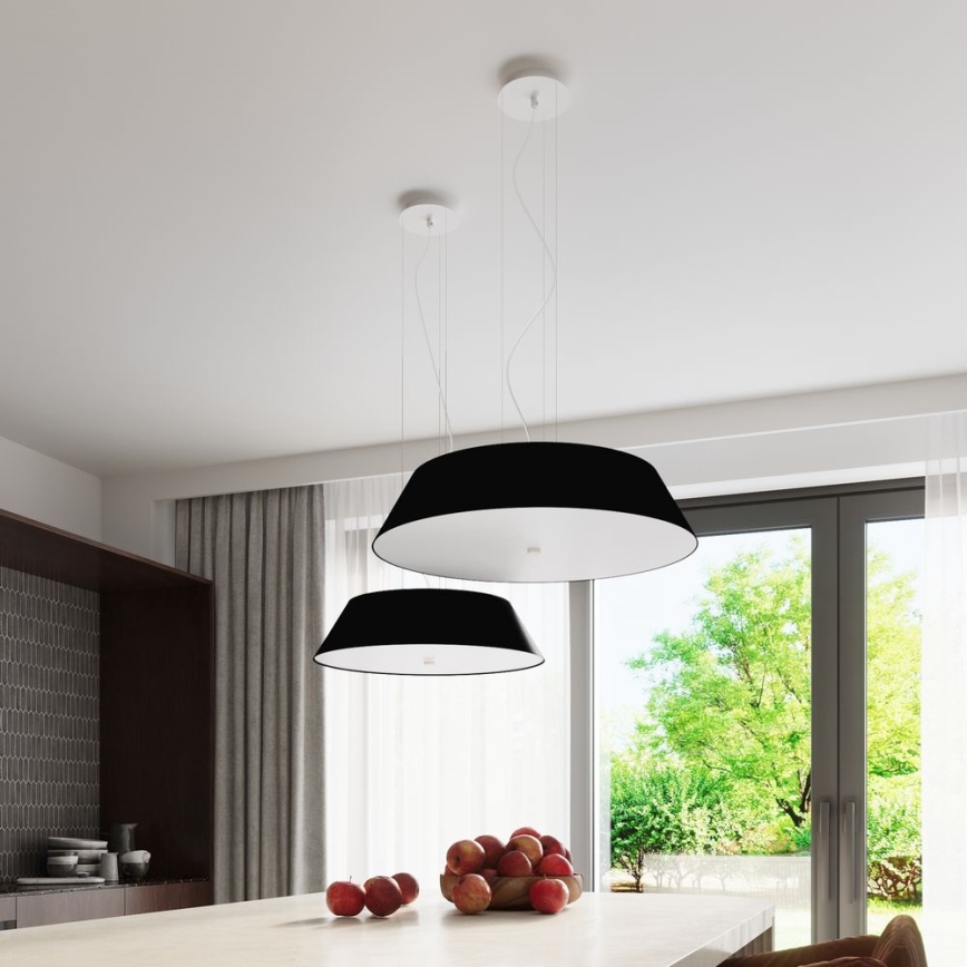 Lampadario su filo VEGA 5xE27/60W/230V d. 60 cm nero