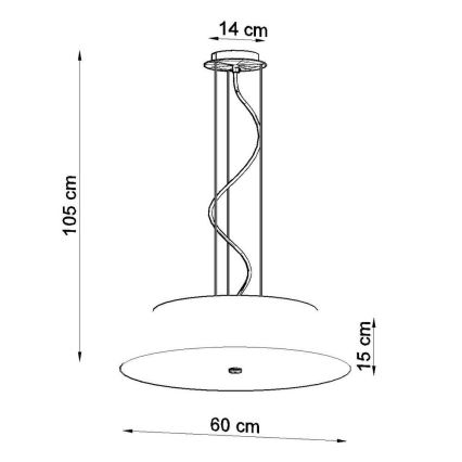 Lampadario su filo VEGA 5xE27/60W/230V d. 60 cm nero