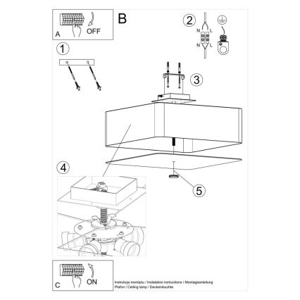 Plafoniera LOKKO 5xE27/60W/230V 45 cm nera