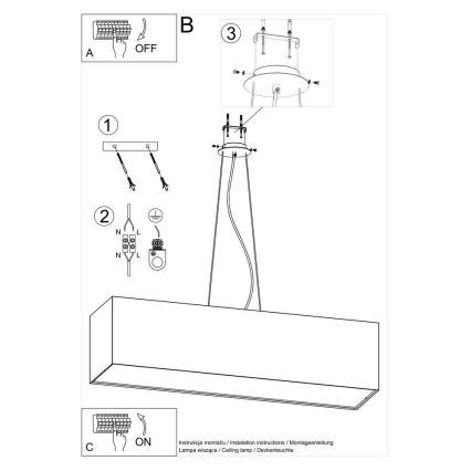 Lampadario su filo SANTA 5xE27/60W/230V 120 cm bianco