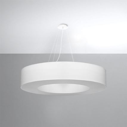 Lampadario su filo SATURNO 8xE27/60W/230V d. 90 cm bianco