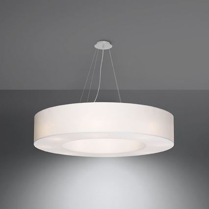 Lampadario su filo SATURNO 8xE27/60W/230V d. 90 cm bianco