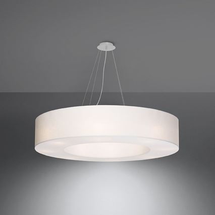 Lampadario su filo SATURNO 8xE27/60W/230V d. 90 cm bianco