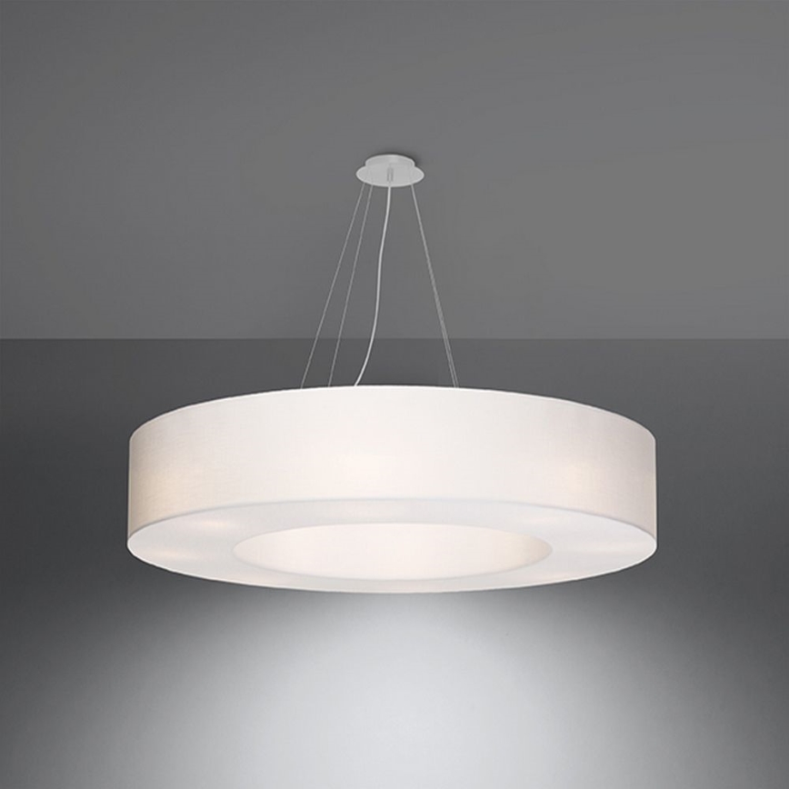 Sollux SL.0795 - Lampadario su filo SATURNO 8xE27/60W/230V d. 90 cm bianco